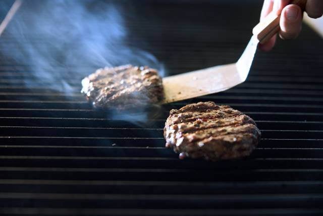 Formed Burger on Grill 