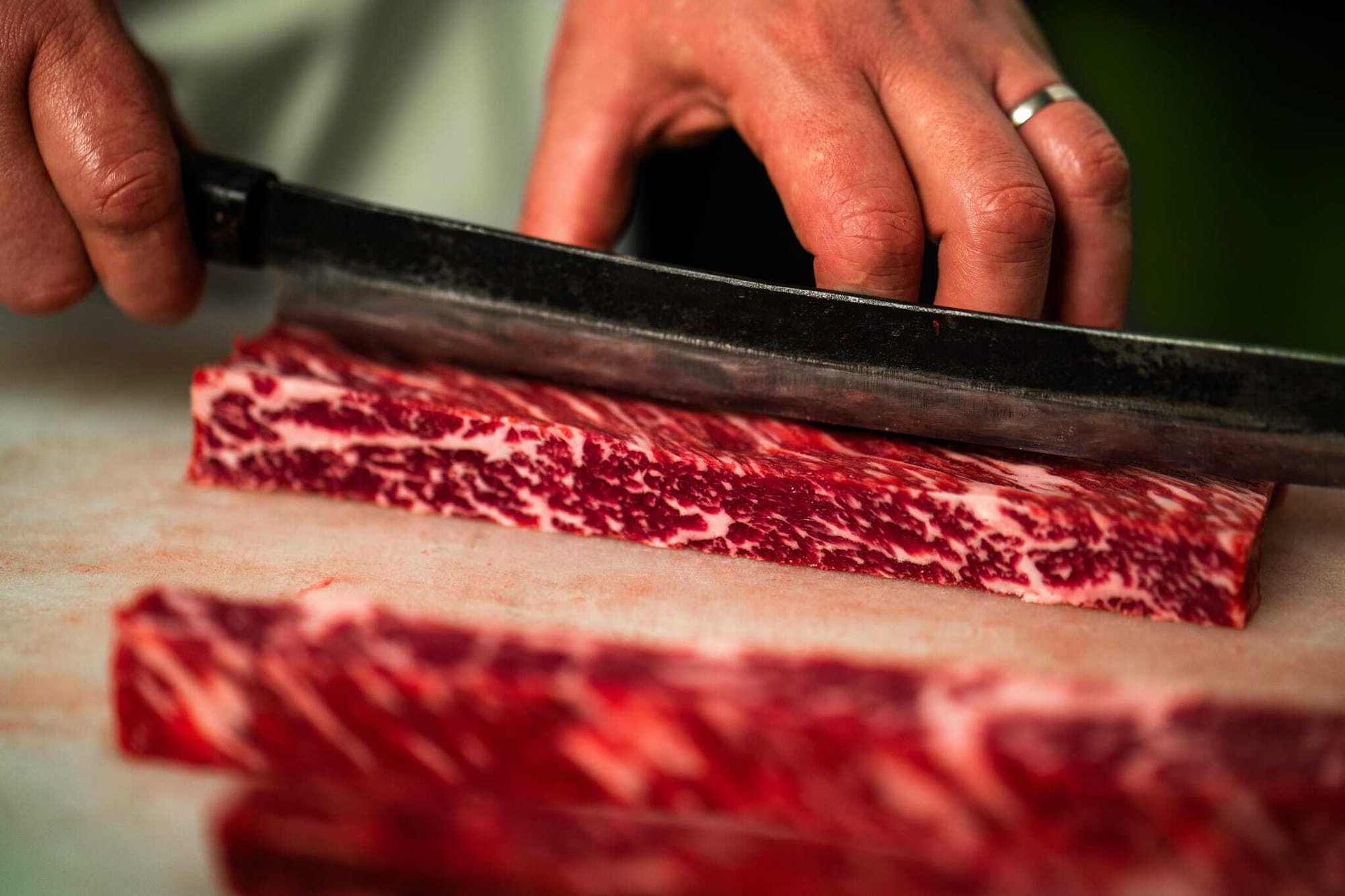 Kilcoy Global Foods Jade Pure Wagyu Being Sliced